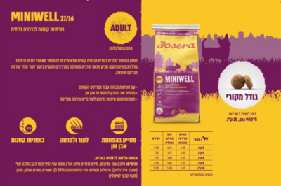 ⁦ג'וסרה מיניוול לכלב בוגר מגזע קטן קרטונית (5 אריזות של 900 גרם) Josera Miniwell⁩ – תמונה ⁦2⁩