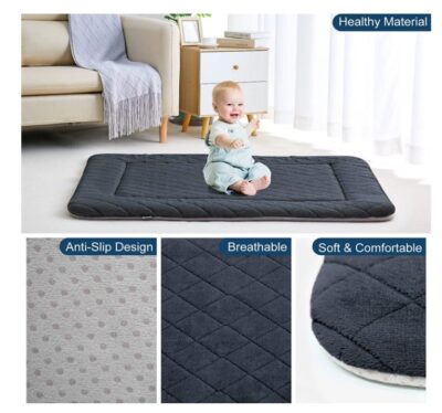 ⁦מיטה גדולה לכלב אפור כהה פס תכלת 71X106 ס"מ Larg bed for dogs⁩ – תמונה ⁦4⁩
