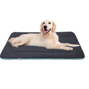 מיטה גדולה לכלב אפור כהה פס תכלת 71X106