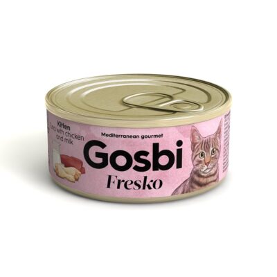 שימורי מעדן לגור חתולים | גוסבי עוף וחלב Gosbi מגש המכיל 32 יחידות