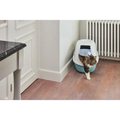 שירותים לחתול מודרנה Smart Cat שרותים סגורים עגולים Moderna עם חתול טורקיז