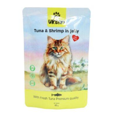 מעדן ג'לי לחתול בטעם טונה ושרימפס 85 גרם אורבן