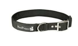 PetsProject קולר אבזם חזק ומרופד XL פטס פרוג'קט בצבע שחור