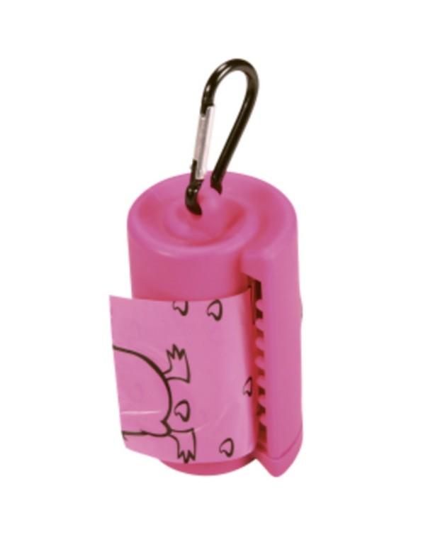 פאוץ סיליקון לשקיות קקי בצבע ורוד