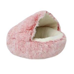 מיטת פיתה פרוותית ורודה לכלב ולחתול