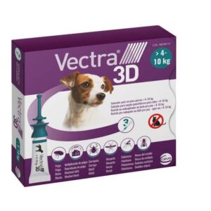 וקטרה 3D אמפולות נגד קרציות ופרעושים לכלבים קטנים במשקל 4-10 קג